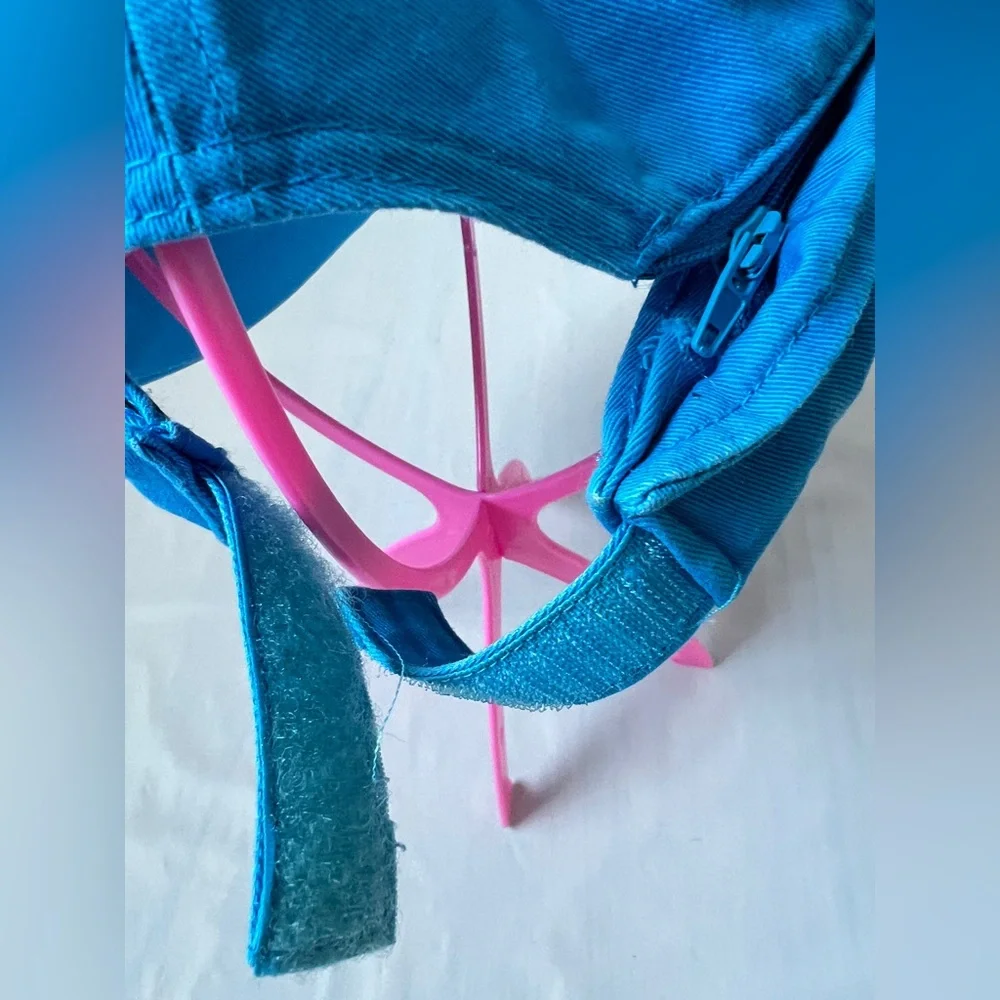 Golf Sun Visor Hat blue Removable crown Adjustable velcro cotton Embroidery